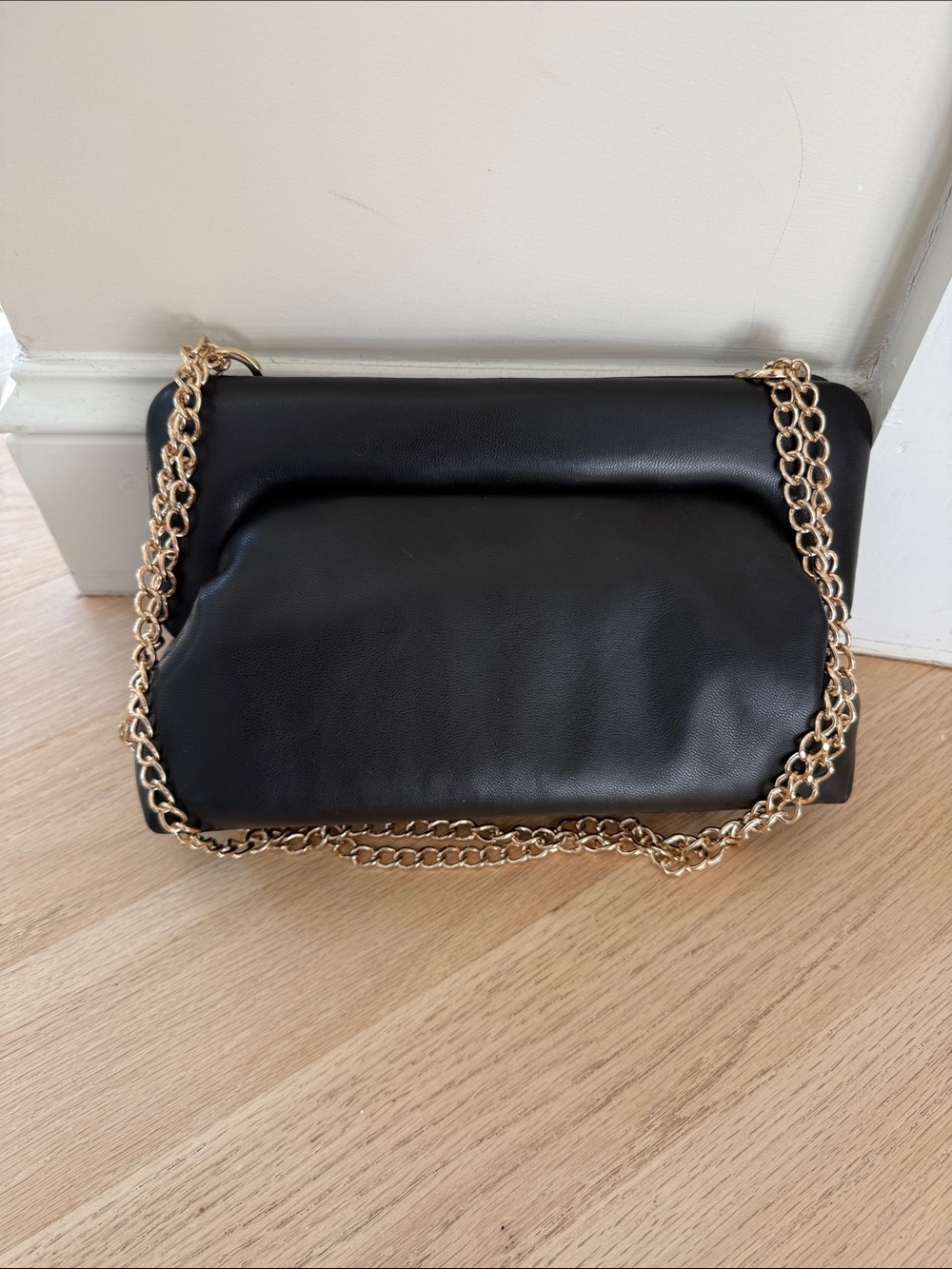 a new day Black Shoulder Bag with Gold Chain Strap
